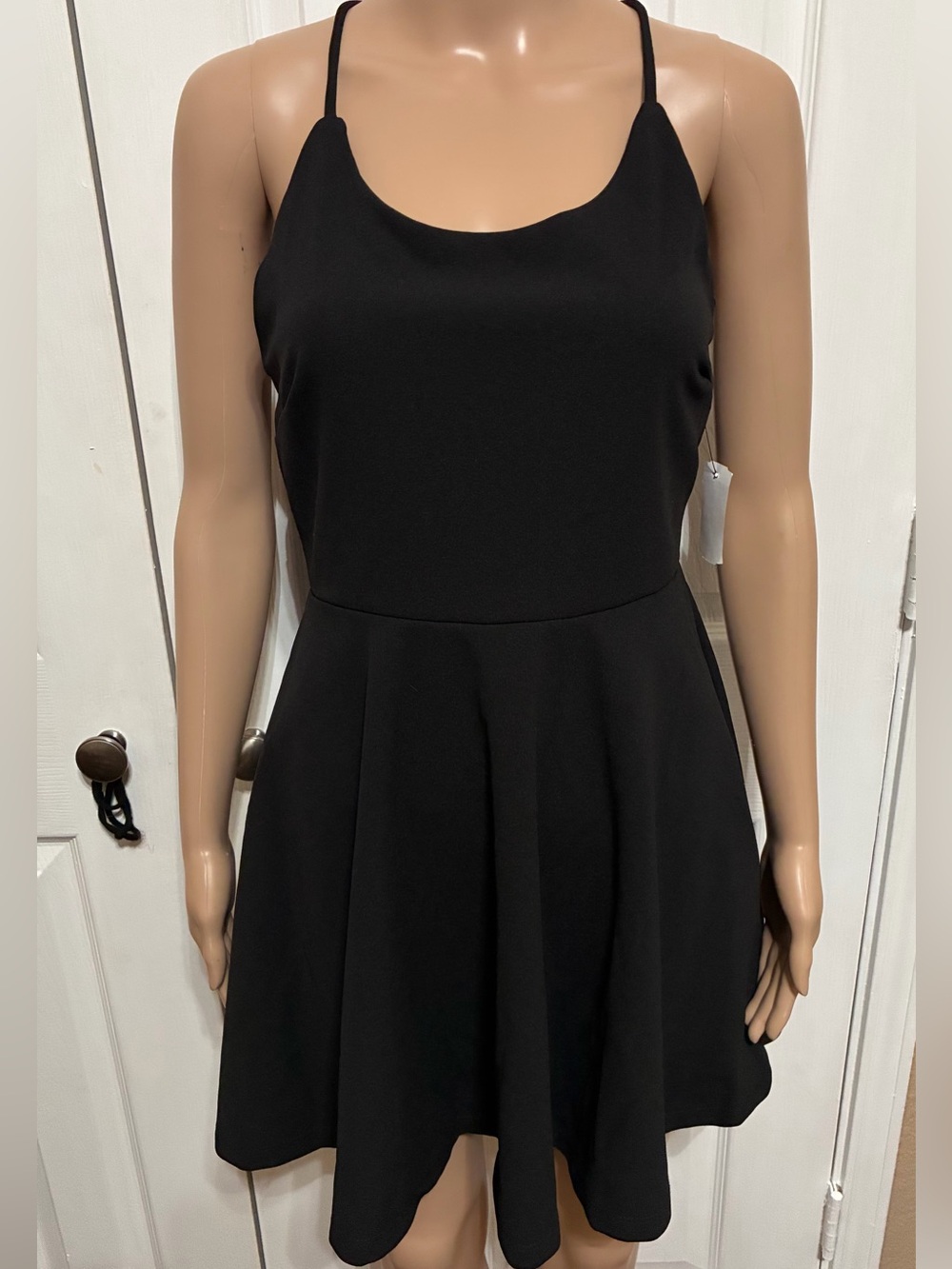 Black Spaghetti-Strap A-Line Dress
